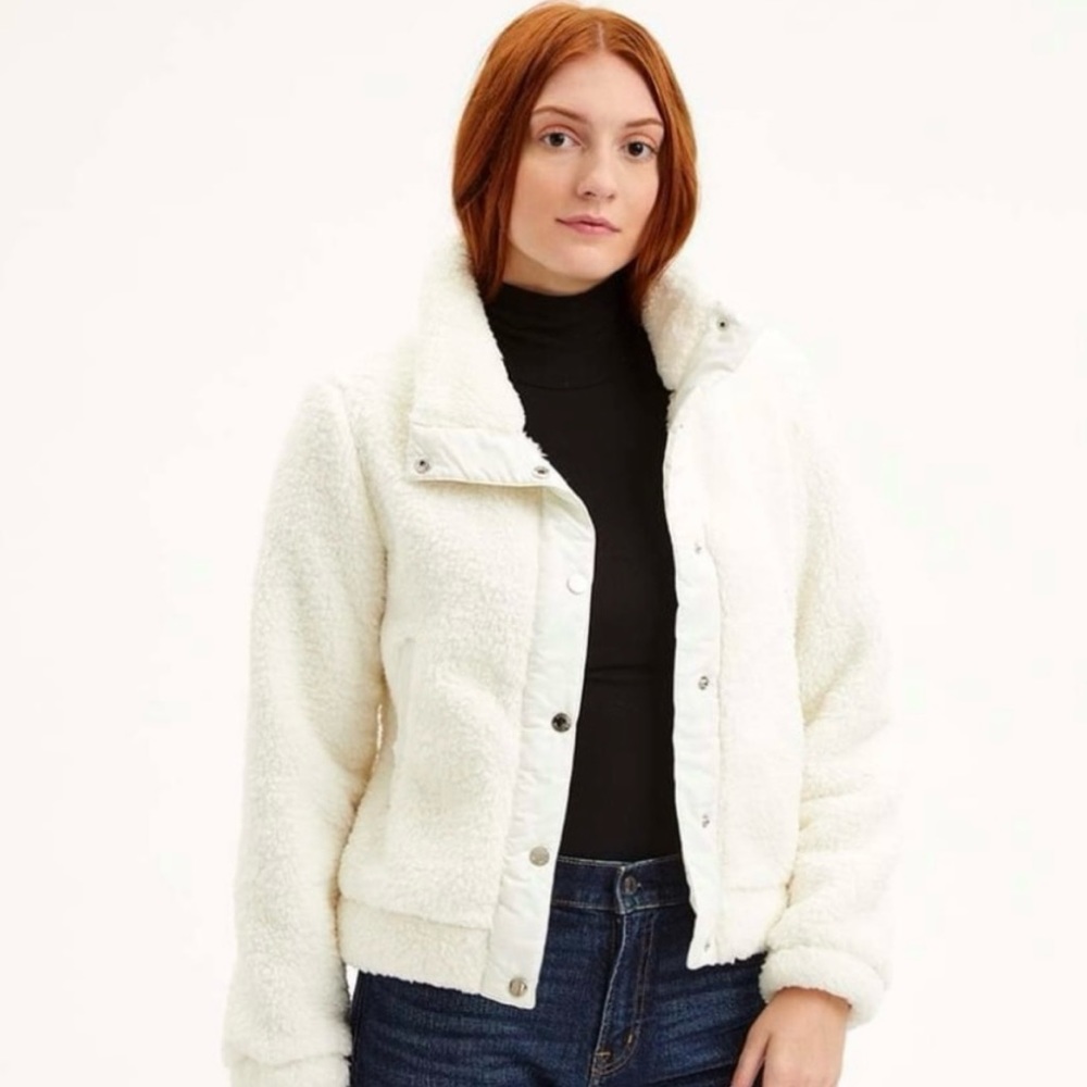 NEW Steve Madden Off White Fleece Snap-up Jacket, Size 3X